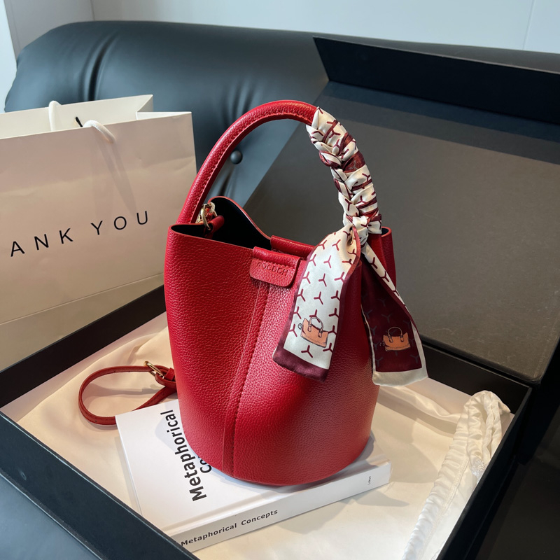 레드 PU 버킷 숄더백, 크로스바디 백, 블랙 럭셔리  - Luxury Bags On Sales 리뷰 및 가격