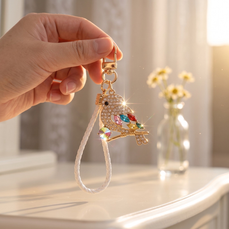 새로운 고급스러운 반짝이는 크리스털 까치 모양 키 체인 - Luxury Bags Cute 리뷰 및 가격