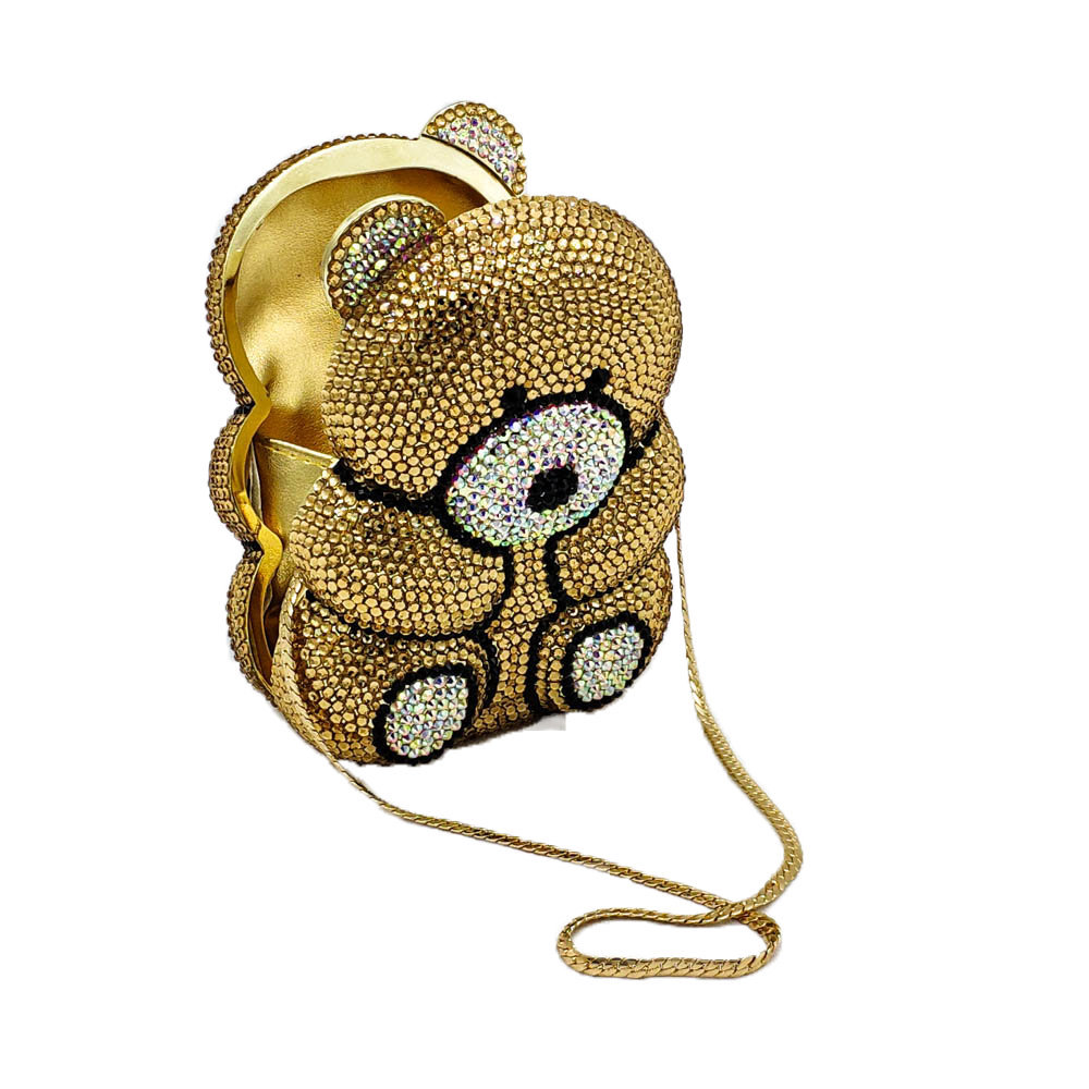 귀여운 곰 모양 라인스톤 이브닝 백 여성용 럭셔리 크리 - Luxury Bags Cute 리뷰 및 가격